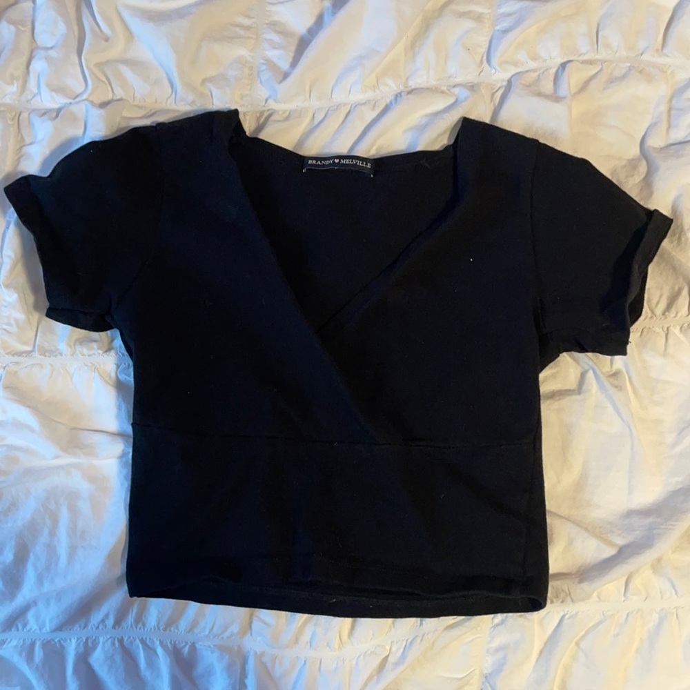 black brandy melville crossbody v neck shirt